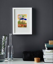 Essence et chaleur, 2019, tecnica mista, 12 x 17 cm (cornice bianca 23 x 33 cm)