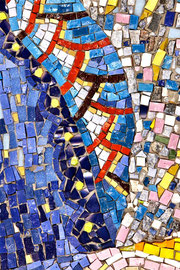 (particolare) La mungitura dorata, 2010, mosaico in vetro e pietre naturali, 230 x 240 cm (IBSA, Noranco - CH)