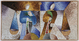 Santi Cosma e Damiano, 1999, mosaico in vetro e pietre naturali, 180 x 120 cm. IBSA, Noranco - CH