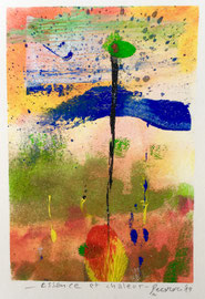 Essence et chaleur, 2019, tecnica mista, 12 x 17 cm (cornice bianca 23 x 33 cm)