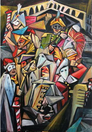 Il carnevale di Venezia, 2011.  Olio su tela, cm. 70 x 100