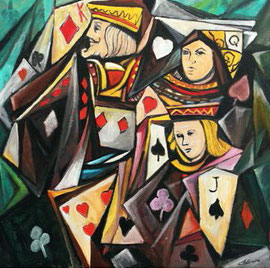 Carte da gioco, 2011.  Olio su tela, cm. 70 x 70.