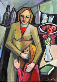 La carezza, 2011.  Olio su tela,  cm. 50 x 70.