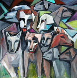 Canile, 2013.  Olio su tela, cm. 70 x 70.