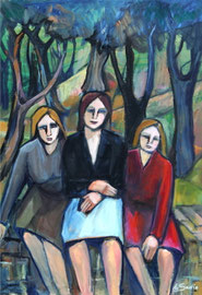 Le tre sorelle, 2012.  Olio su tela, cm. 70 x 100.