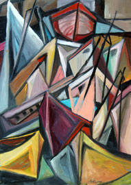 Nautica, 2013.  Olio su tela,  cm. 50 x 70.
