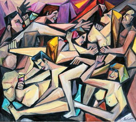 Baccanale, 2011.  Olio su tela,  cm. 80 x 70