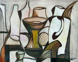 Natura morta con coppa, 2013.  Olio su tela, cm. 50 x 40.