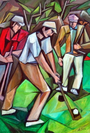 Giocatori di golf, 2011.  Olio su tela,  cm. 70 x 100.