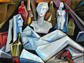 Laboratorio dello scultore, 2010.  Olio su tela,  cm. 70 x 50.jpg