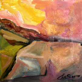 Tramonto, 2010.  Olio su legno, 25 x 25.