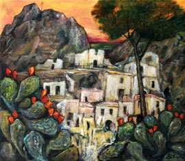 Matera, Sasso caveoso, 2011.  Olio su tela cm. 70 x 70,