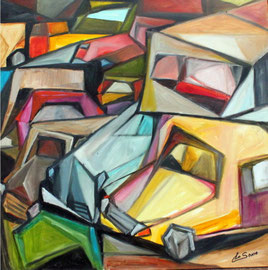 Rottamazione, 2013.  Olio su tela,  cm. 70 x 70.