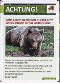 Viele dieser befreiten Bären zeigen Verhaltensstörungen, Besucher sollten darauf Rücksicht nehmen.