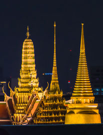 Blick über den Chao Phraya zum Wat Phra Kaeo