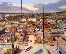City Of Barrie 72x60 oil triptych on gallery-profile canvas panels. Unframed. $3850 CA 