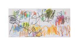 Papillon_1, 2026, Farbstift auf Karton, 11,5 x 24,5 cm
