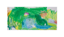 Papillon_13, 2026, Ölpastell auf Karton, 11,5 x 24,5 cm