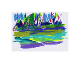 ohne Titel, 2022, Ölkreide auf Papier, 14,7 x 20,7 cm