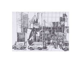 Chicago Drawing_41, 2025, Bleistift auf Papier, 14,8 x 21 cm