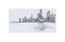 Chicago Drawing_66, 2025, Bleistift auf Papier, 10,5 x 21 cm