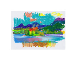 ohne Titel, 2022, Ölkreide auf Papier, 14,7 x 20,7 cm