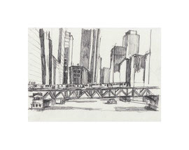 Chicago Drawing_33, 2025, Bleistift auf Papier, 14,8 x 21 cm