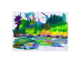 ohne Titel, 2022, Ölkreide auf Papier, 14,7 x 20,7 cm