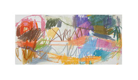Papillon_3, 2026, Farbstift + Ölpastell auf Karton, 11,5 x 24,5 cm