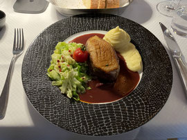 Ente in Rotweinsoße. Duck in red wine sauce. Anatra in salsa di vino rosso.