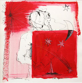 Inselträume, 30 x 30 cm, Mischtechnik auf Papier, 2007