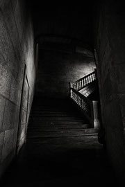 noir et blanc digital L'escalier l'Alhambra Espagne 