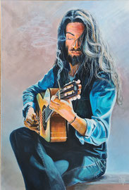 Le Troubadour - Estas TONNE  acrylique sur  toile 50x73     400€ - 460€ avec cadre