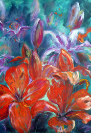 Lilien, Acryl, 70x100, 2012
