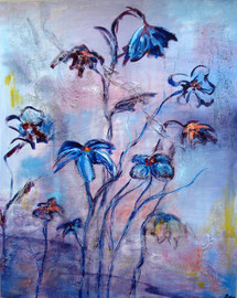 Elfenblumen, Acryl, Sand und Papier auf Leinwand, 80x100, 2009