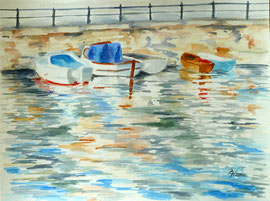 Spiegelung Boote, Aquarell, 30x40, 2010