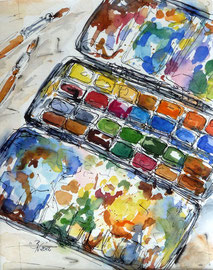 Aquarellkasten, Aquarell, Tinte, 24x32, 2012