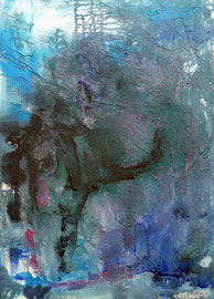 Blau 1, Acryl, Papier und Sand auf Leinwand, 2012