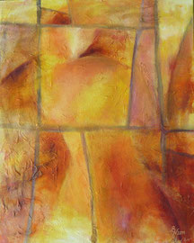 Zerbrochener Spiegel, Acryl, Papier und Sand auf Leinwand, 80x100, 2011
