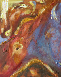 Erdfarben 2, Acryl, Papier und Sand auf Leinwand, 80x100, 2009