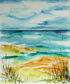 Ostseeküste 1, Aquarell auf Leinwand, 50x60, 2011