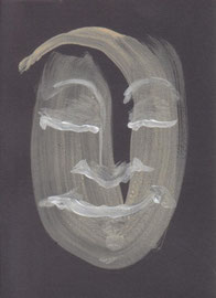 "Cara feliz 002" 18,2x13,2cm Gesso, Dispersionsfarbe auf Fotokarton. 2013