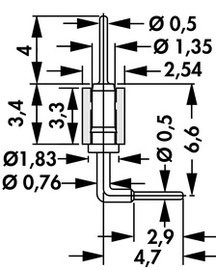 スルーホール用連結ピン 2.54mmピッチ  ライトアングル  MK 51 Fischer Elektronik