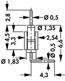 スルーホール用連結ピン 2.54mmピッチ ライトアングル  MK 15 Fischer Elektronik