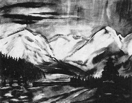 "Fahrt durchs Gebirge", 1971, Aquarell (54,5 x 69,5 cm)