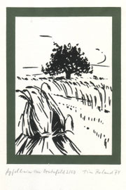 "Apfelbaum im Erntefeld", 1974, Zinkätzung (14,8 x 10,5 cm), limitierter Kunstdruck