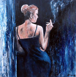 Blue Smoke, Acryl auf Palmenholz, 60x60 - verkauft