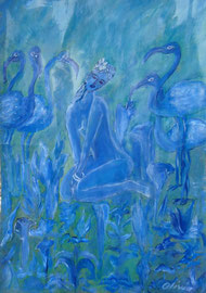 Blue Paradise, Acryl auf Papier, 33x48
