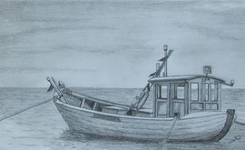 Boot     Bleistiftzeichnung    30cm x 18cm  Zeichenpapier    