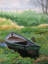  Altes Boot an der Fulda      Aquarell      23cm x 32cm Aquarellpapier  250 gr/qm